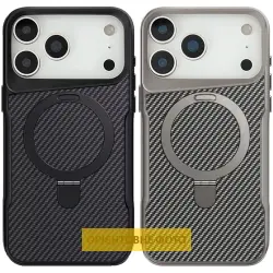 TPU+PC чехол Metal Buttons with MagSafe Carbon Ring для Apple iPhone 17 (6.3")