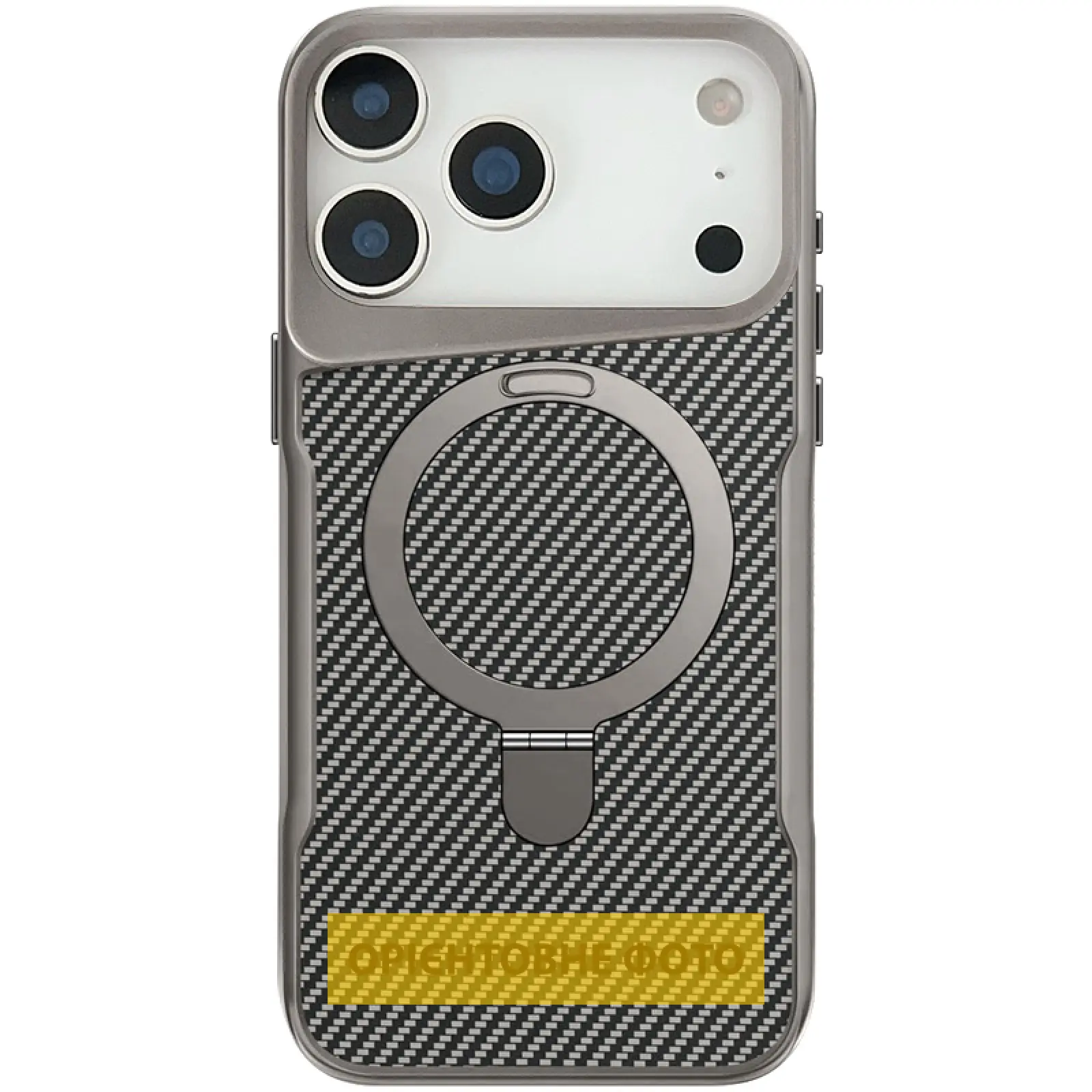 TPU+PC чохол Metal Buttons with MagSafe Carbon Ring для Apple iPhone 17 (6.3"), Сірий, TPU+PC, купити оптом з доставкою
