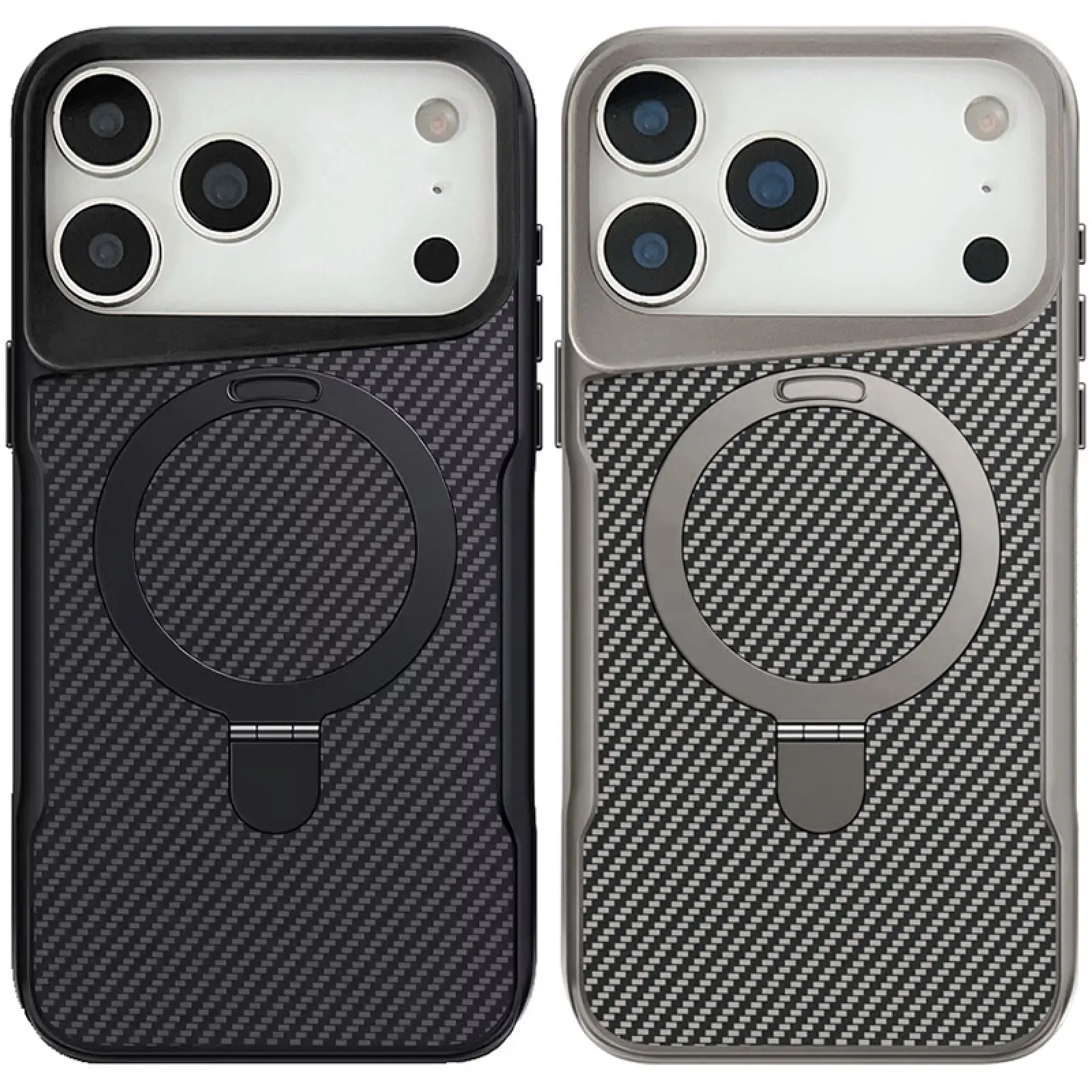 TPU+PC чехол Metal Buttons with MagSafe Carbon Ring для Apple iPhone 17 Pro Max (6.9"), TPU+PC, купить оптом с доставкой