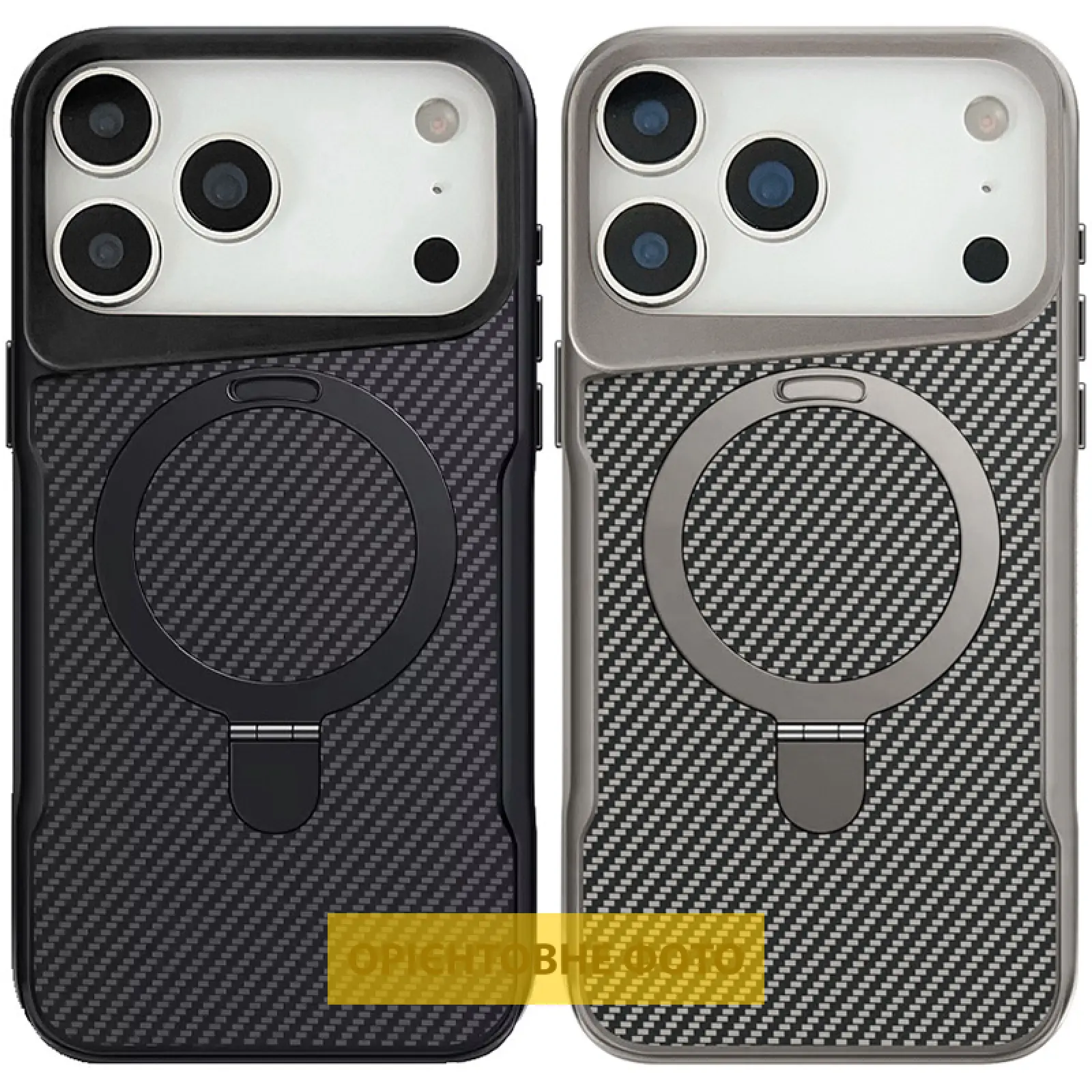TPU+PC чехол Metal Buttons with MagSafe Carbon Ring для Apple iPhone 17 Air (6.5"), TPU+PC, купить оптом с доставкой