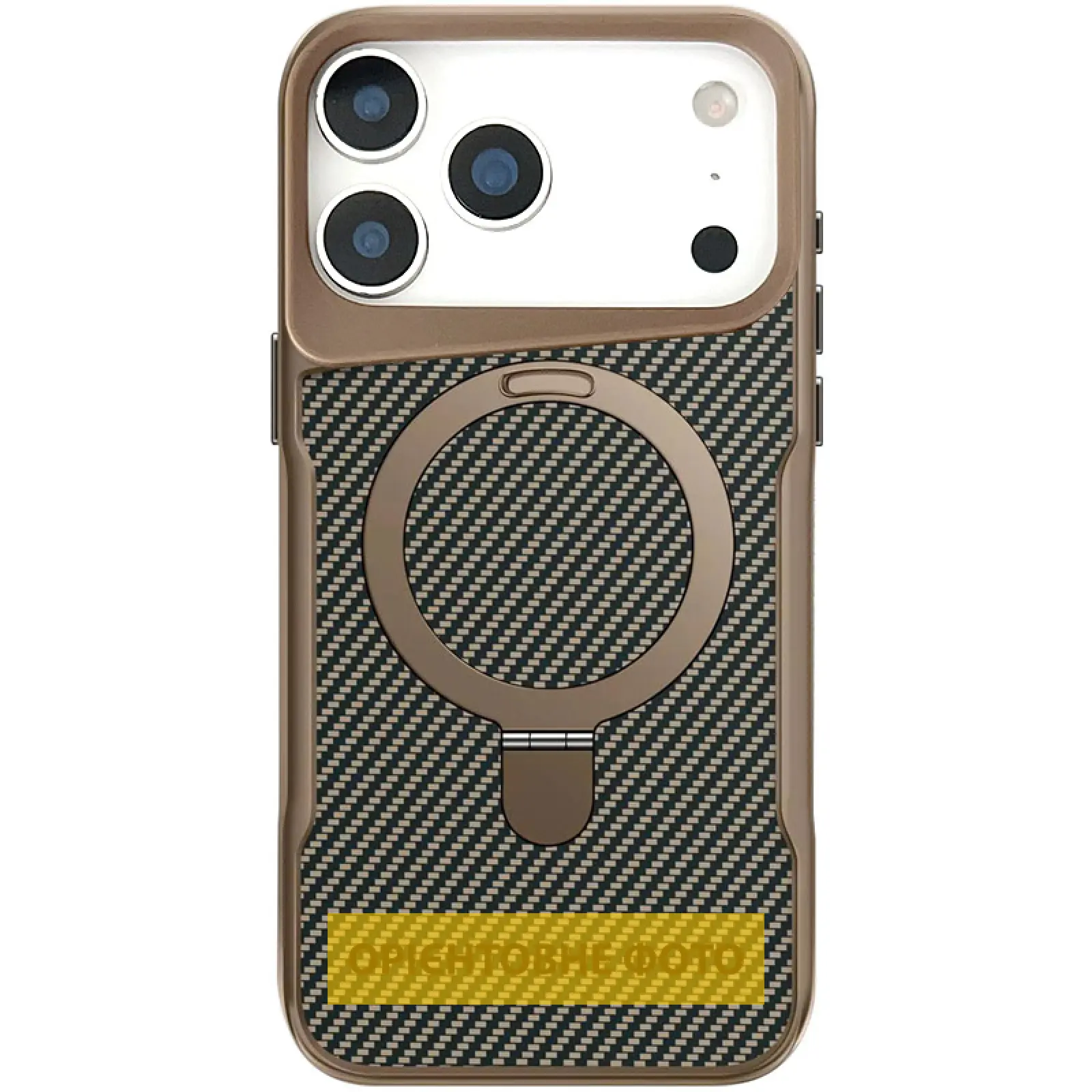 TPU+PC чехол Metal Buttons with MagSafe Carbon Ring для Apple iPhone 17 Air (6.5"), Золотой, TPU+PC, купить оптом с доставкой