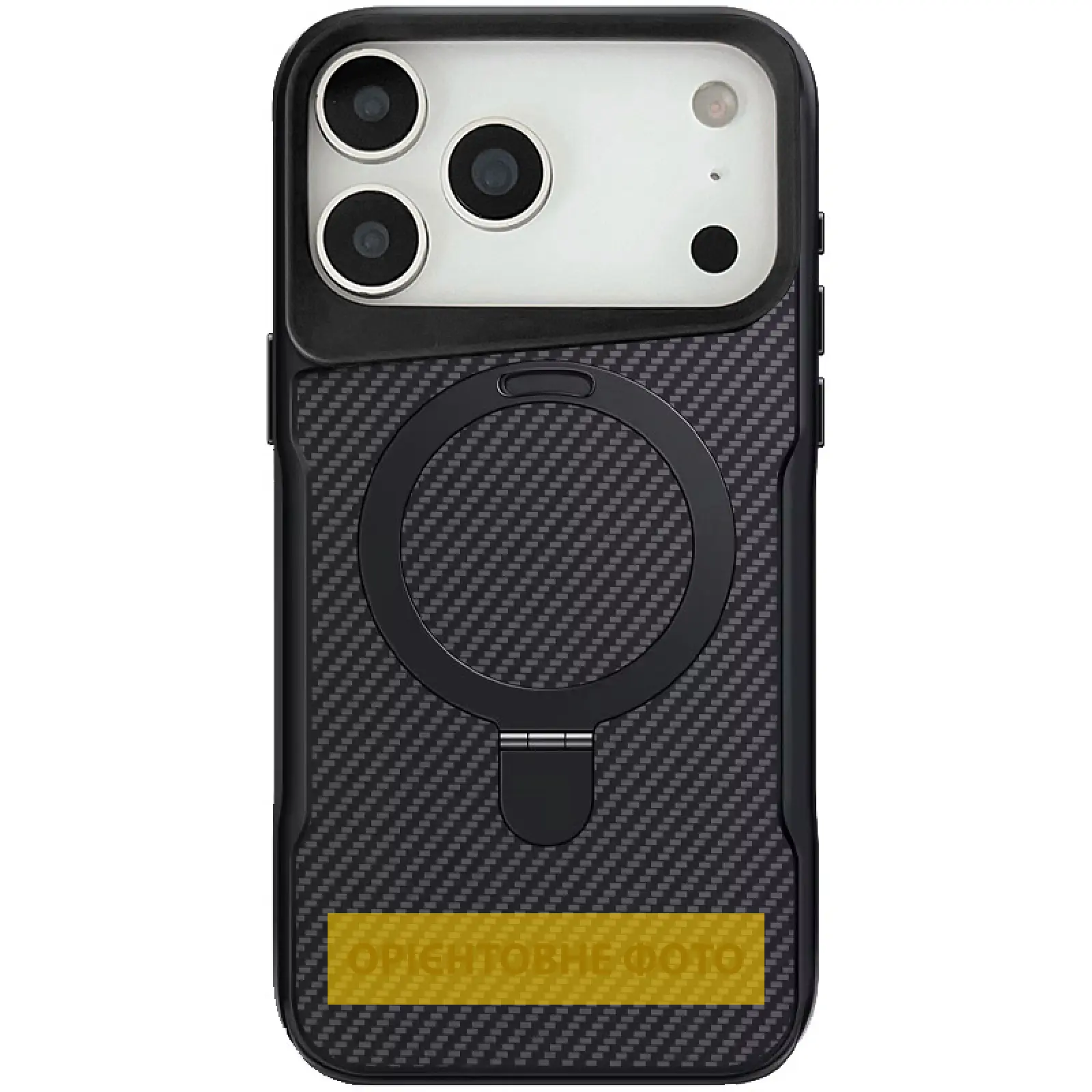TPU+PC чехол Metal Buttons with MagSafe Carbon Ring для Apple iPhone 17 Air (6.5"), Черный, TPU+PC, купить оптом с доставкой