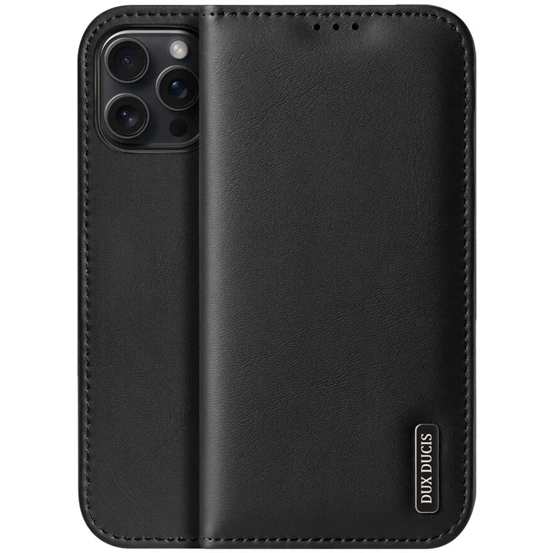 Уценка Чехол-книжка Dux Ducis Hivo для Apple iPhone 16 Pro (6.3"), Эстетический дефект / Black, Искусственная кожа, купить оптом с доставкой
