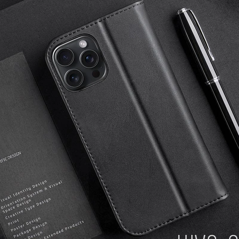 Уценка Чехол-книжка Dux Ducis Hivo для Apple iPhone 16 Pro (6.3"), Эстетический дефект / Black 2, Искусственная кожа, купить оптом с доставкой