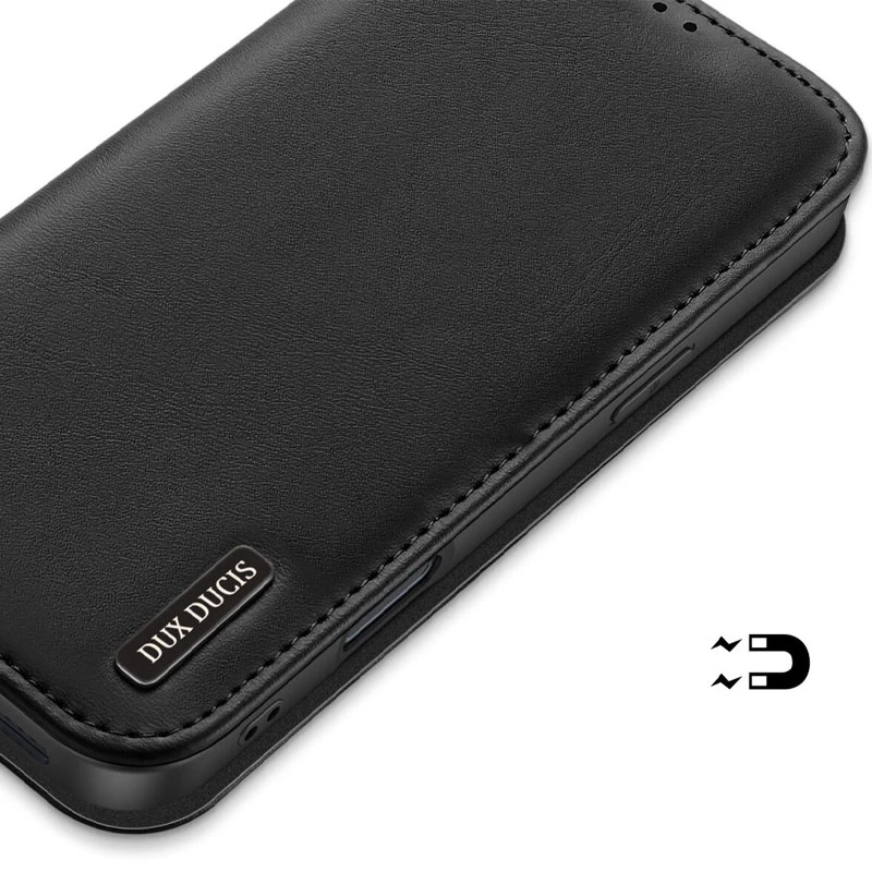 Уценка Чехол-книжка Dux Ducis Hivo для Apple iPhone 16 Pro (6.3"), Эстетический дефект / Black 5, Искусственная кожа, купить оптом с доставкой