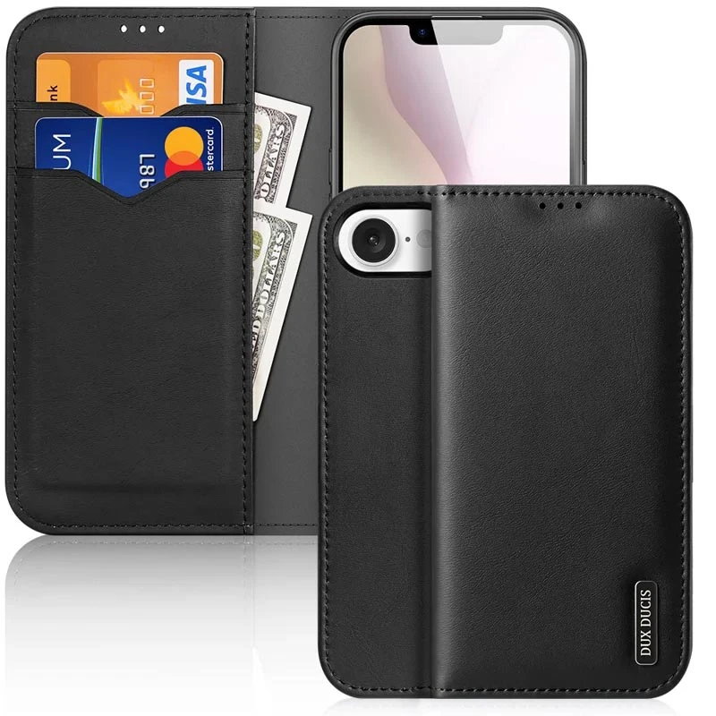 Чехол-книжка Dux Ducis Hivo для Apple iPhone 16e / 17e (6.1"), Black 1, Искусственная кожа, купить оптом с доставкой