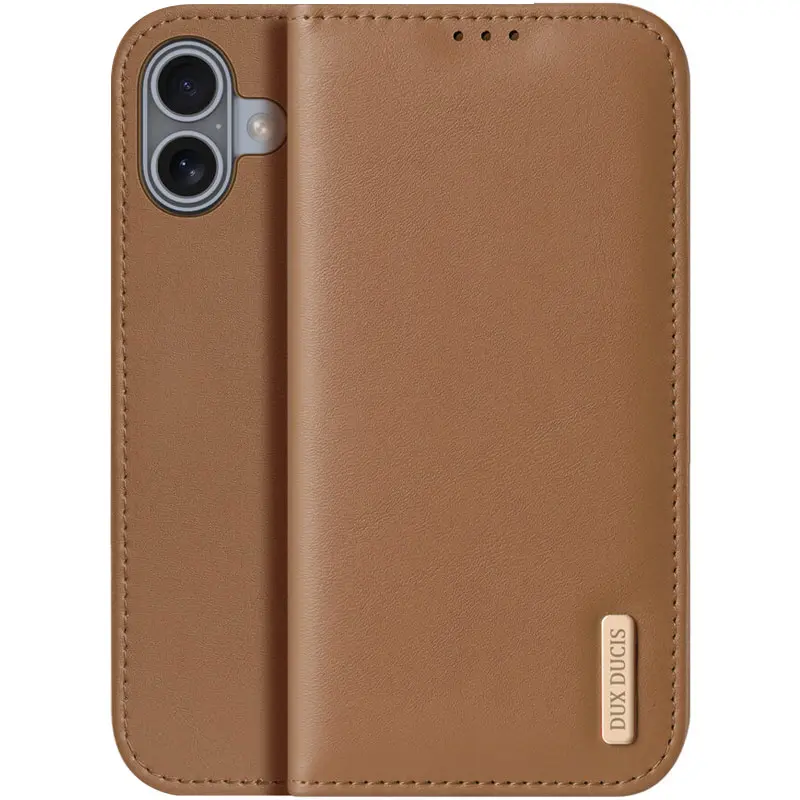 Чехол-книжка Dux Ducis Hivo для Apple iPhone 17 (6.3"), Brown, Искусственная кожа, купить оптом с доставкой