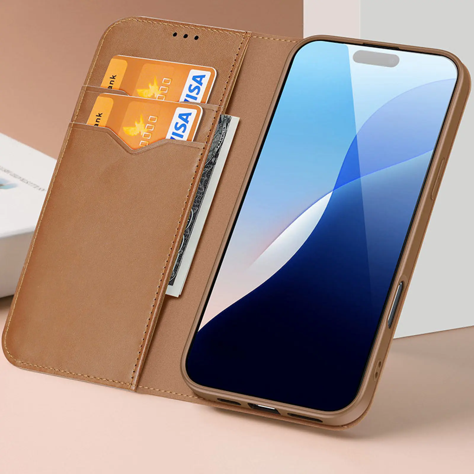 Чехол-книжка Dux Ducis Hivo для Apple iPhone 17 (6.3"), Brown 2, Искусственная кожа, купить оптом с доставкой
