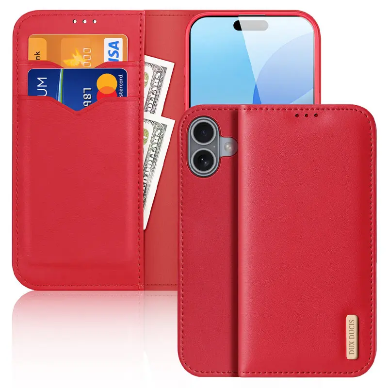 Чехол-книжка Dux Ducis Hivo для Apple iPhone 17 (6.3"), Red 1, Искусственная кожа, купить оптом с доставкой
