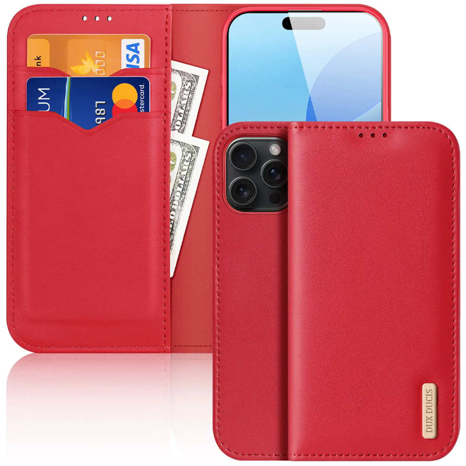 Чехол-книжка Dux Ducis Hivo для Apple iPhone 17 Pro Max (6.9"), Red 1, Искусственная кожа, купить оптом с доставкой