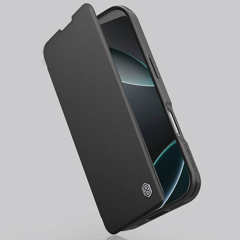 Кожаный чехол-книжка Nillkin Qin Prop Plain Camshield для Apple iPhone 16 Pro Max (6.9) на картинке №5