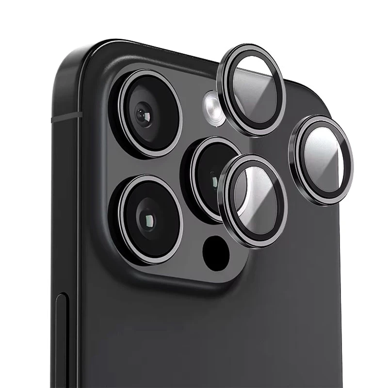 Защитное стекло BlueO Metal на камеру для Apple iPhone 16 Pro / 16 Pro Max / 15 Pro / 15 Pro Max, Черный / Black 2, Закаленное стекло, купить оптом с доставкой