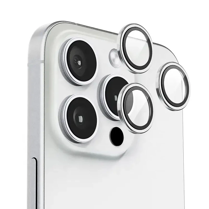 Защитное стекло BlueO Metal на камеру для Apple iPhone 16 Pro / 16 Pro Max / 15 Pro / 15 Pro Max, Серебряный / Silver 2, Закаленное стекло, купить оптом с доставкой