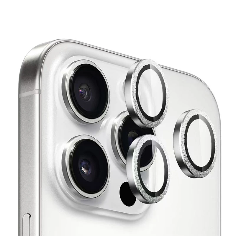 Защитное стекло BlueO Metal на камеру для Apple iPhone 16 Pro / 16 Pro Max / 15 Pro / 15 Pro Max, Серебряный / Silver Diamond 2, Закаленное стекло, купить оптом с доставкой