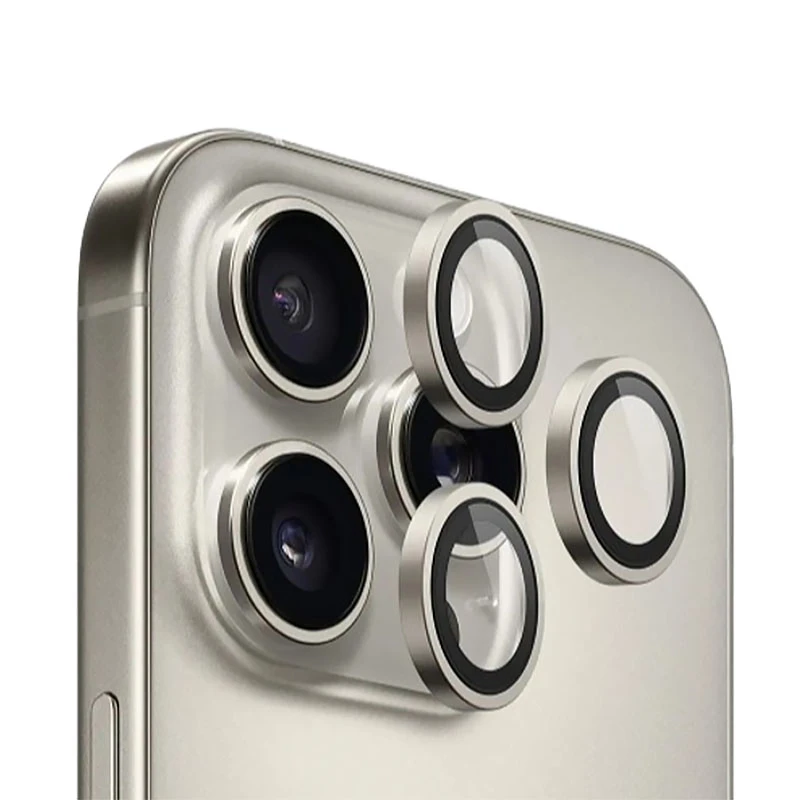 Защитное стекло BlueO Metal на камеру для Apple iPhone 16 Pro / 16 Pro Max / 15 Pro / 15 Pro Max, Серый / Natural Titanium 2, Закаленное стекло, купить оптом с доставкой
