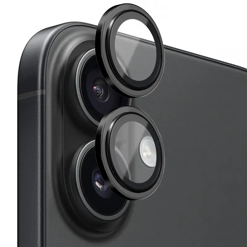 Защитное стекло BlueO Metal на камеру для Apple iPhone 17 (6.3"), Черный / Black, Закаленное стекло, купить оптом с доставкой