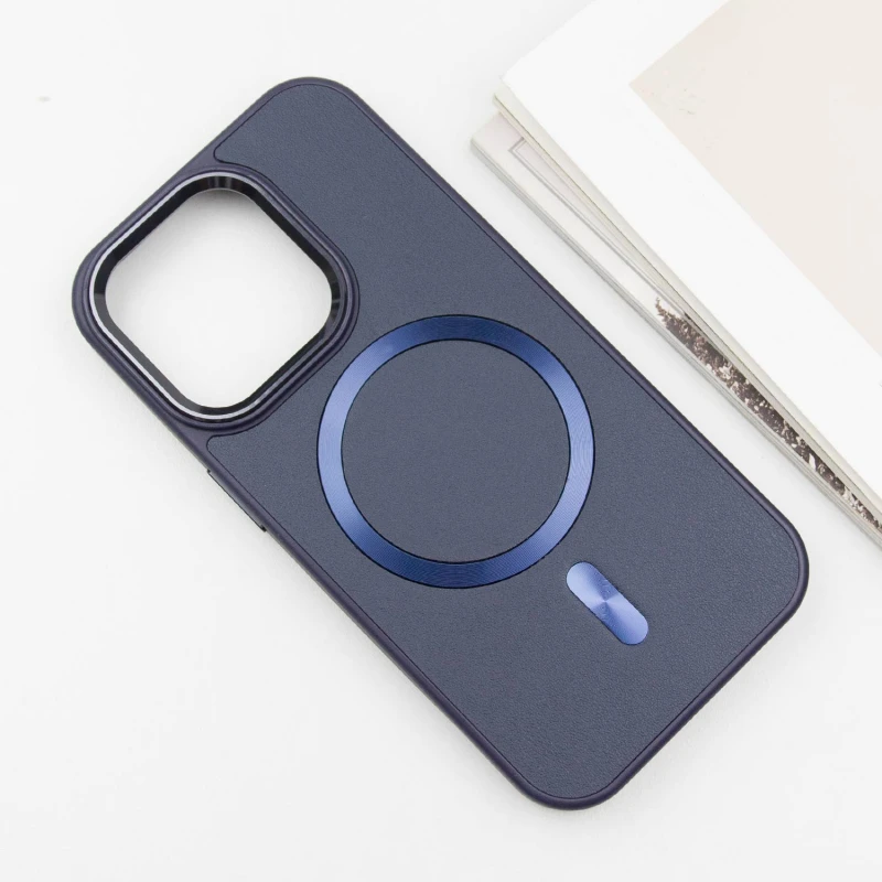 Шкіряний чохол SnapCase with MagSafe для Apple iPhone 15 Pro Max (6.7"), Dark Blue 2, Штучна шкіра, купити оптом з доставкою
