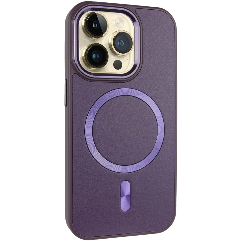 Шкіряний чохол SnapCase with MagSafe для Apple iPhone 15 Pro Max (6.7"), Dark Purple, Штучна шкіра, купити оптом з доставкою