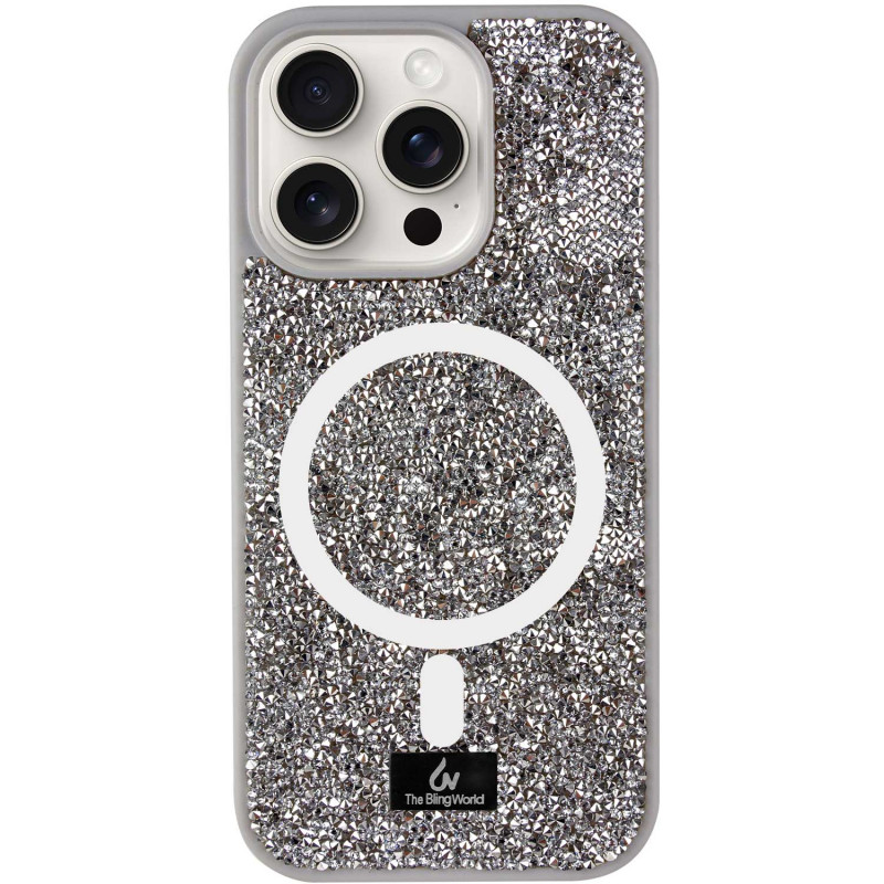 Сверкающий чехол со стразами Bling World Rock Diamond with MagSafe для Apple iPhone 14 Pro (6.1) | на картинке №1