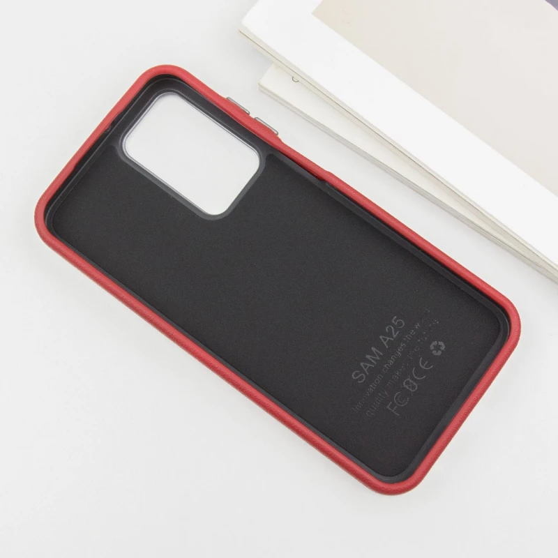 Кожаный чехол Leather Case Metal Buttons для Samsung Galaxy S23 FE, Red 3, Искусственная кожа, купить оптом с доставкой