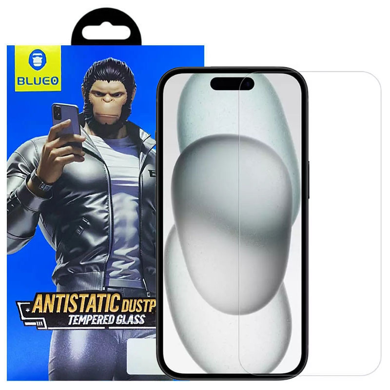Загартоване захисне скло Blueo AntiStatic Glass Full Cover HD для Apple iPhone 15 Pro Max (6.7) | завтовшки 0.26 мм на малюнкі №1