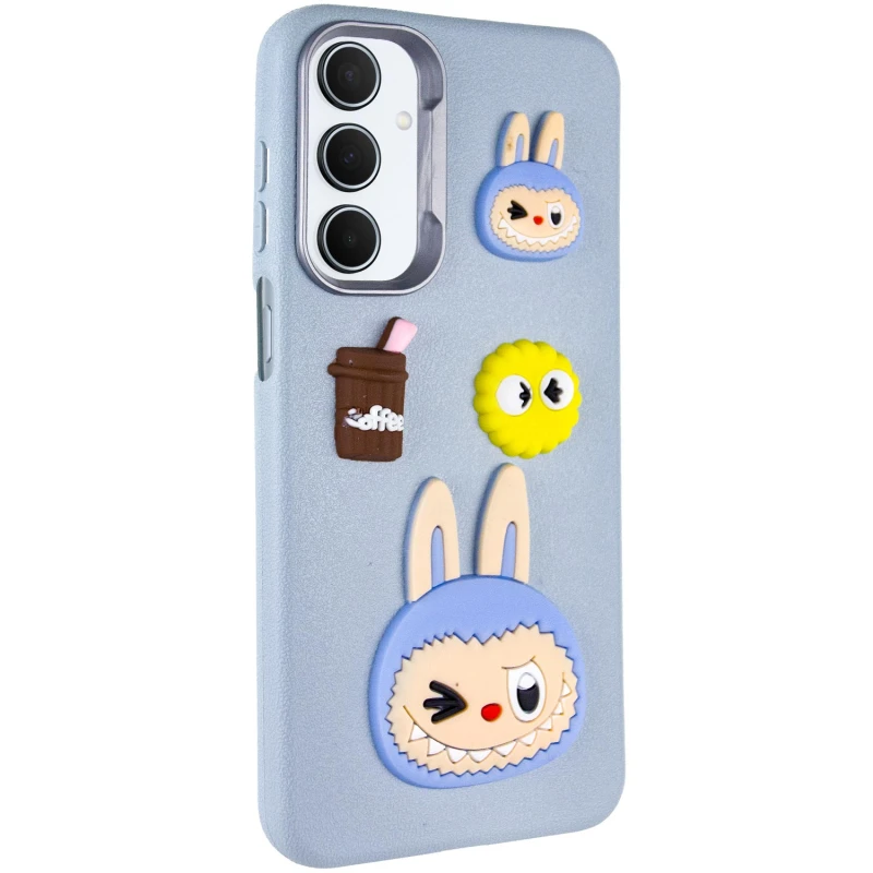 Чохол TPU Leather Toys для Samsung Galaxy A26 5G, Labubu / Blue, Штучна шкіра, купити оптом з доставкою