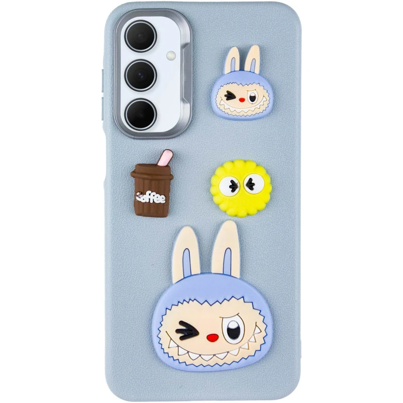 Чохол TPU Leather Toys для Samsung Galaxy A26 5G, Labubu / Blue 1, Штучна шкіра, купити оптом з доставкою