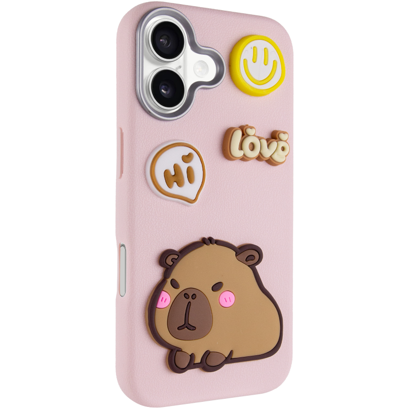 Чехол TPU Leather Toys для Apple iPhone 16 (6.1"), Capybara / Pink, TPU, купить оптом с доставкой