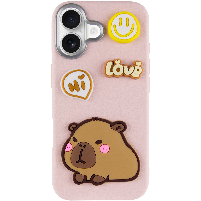Чехол TPU Leather Toys для Apple iPhone 16 (6.1"), Capybara / Pink 1, TPU, купить оптом с доставкой