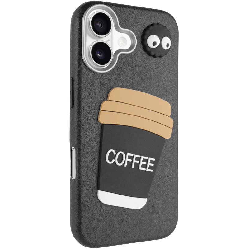 Чехол TPU Leather Toys для Apple iPhone 16 (6.1"), Coffee / Black, TPU, купить оптом с доставкой