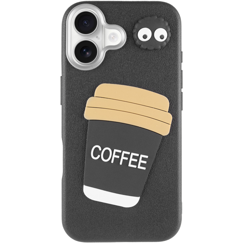 Чехол TPU Leather Toys для Apple iPhone 16 (6.1"), Coffee / Black 1, TPU, купить оптом с доставкой