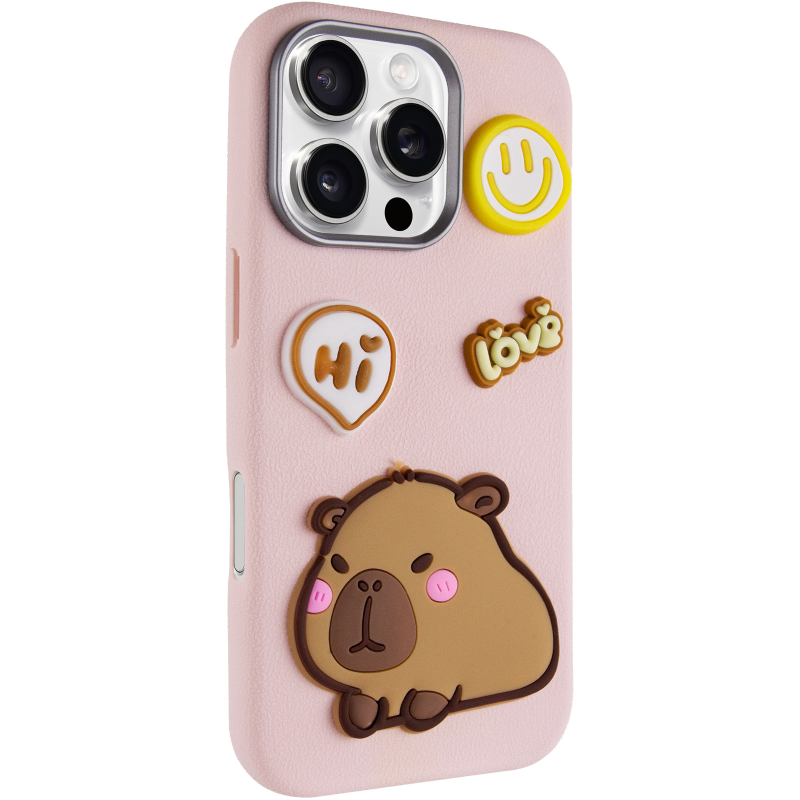 Чехол TPU Leather Toys для Apple iPhone 16 Pro (6.3"), Capybara / Pink, TPU, купить оптом с доставкой