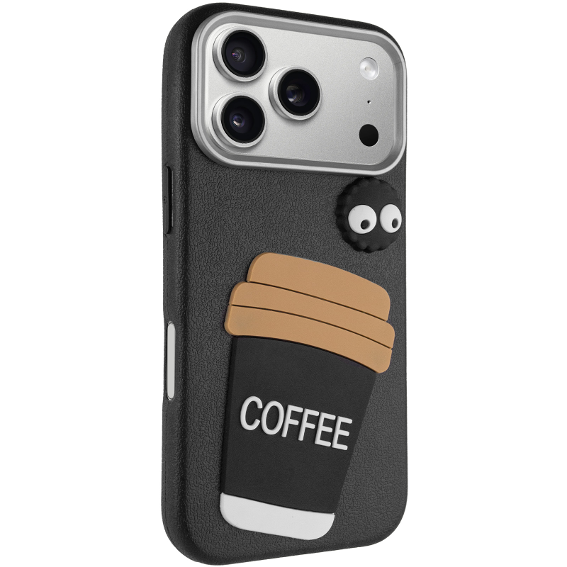 Чехол TPU Leather Toys для Apple iPhone 17 Pro (6.3"), Coffee / Black, TPU, купить оптом с доставкой