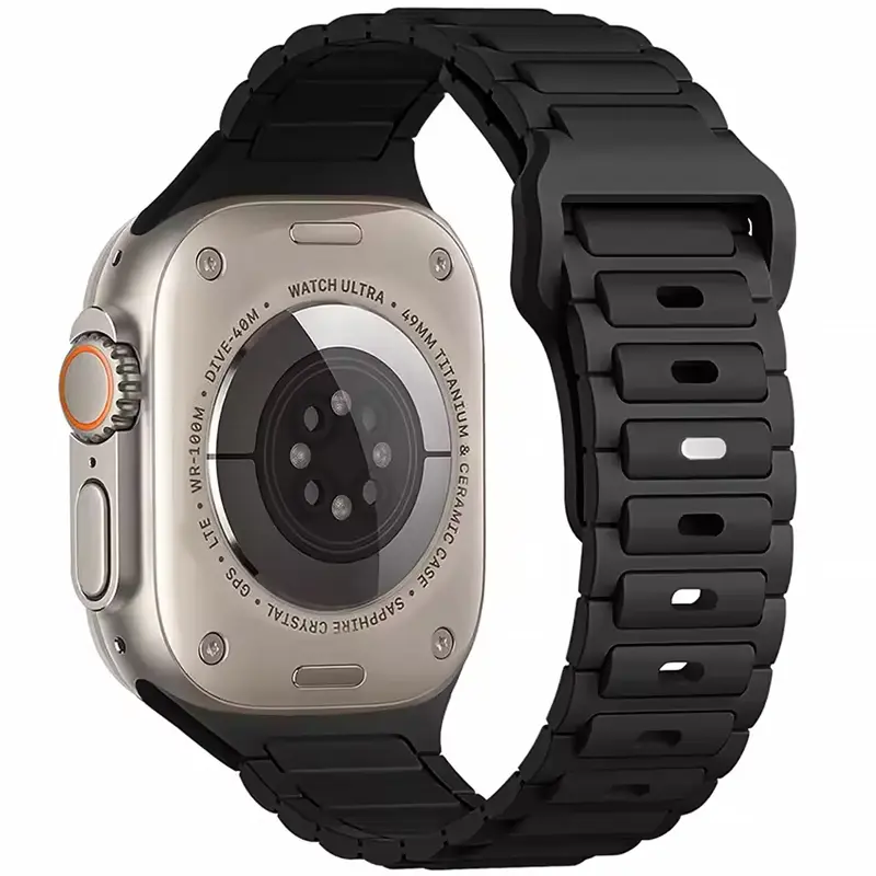 Силиконовый ремешок Defense для Apple Watch 38/40/41/42mm(ser.10) (140-190mm), Black, Силикон (TPU), купить оптом с доставкой