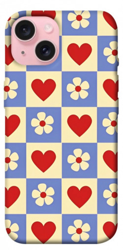 Чехол itsPrint Сердечки-цветочки для Apple iPhone 15 (6.1")