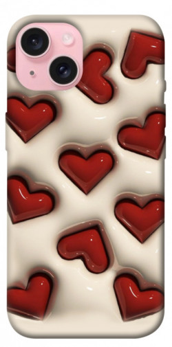Чехол itsPrint Выпуклые сердца для Apple iPhone 15 (6.1")