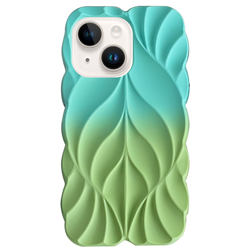 Силиконовый чехол Leaf Case для Apple iPhone 15 (6.1) | 3D-текстура листьев на картинке №1