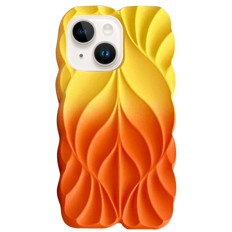 TPU чехол Leaf для Apple iPhone 15 (6.1"), Yellow / Orange, TPU, купить оптом с доставкой