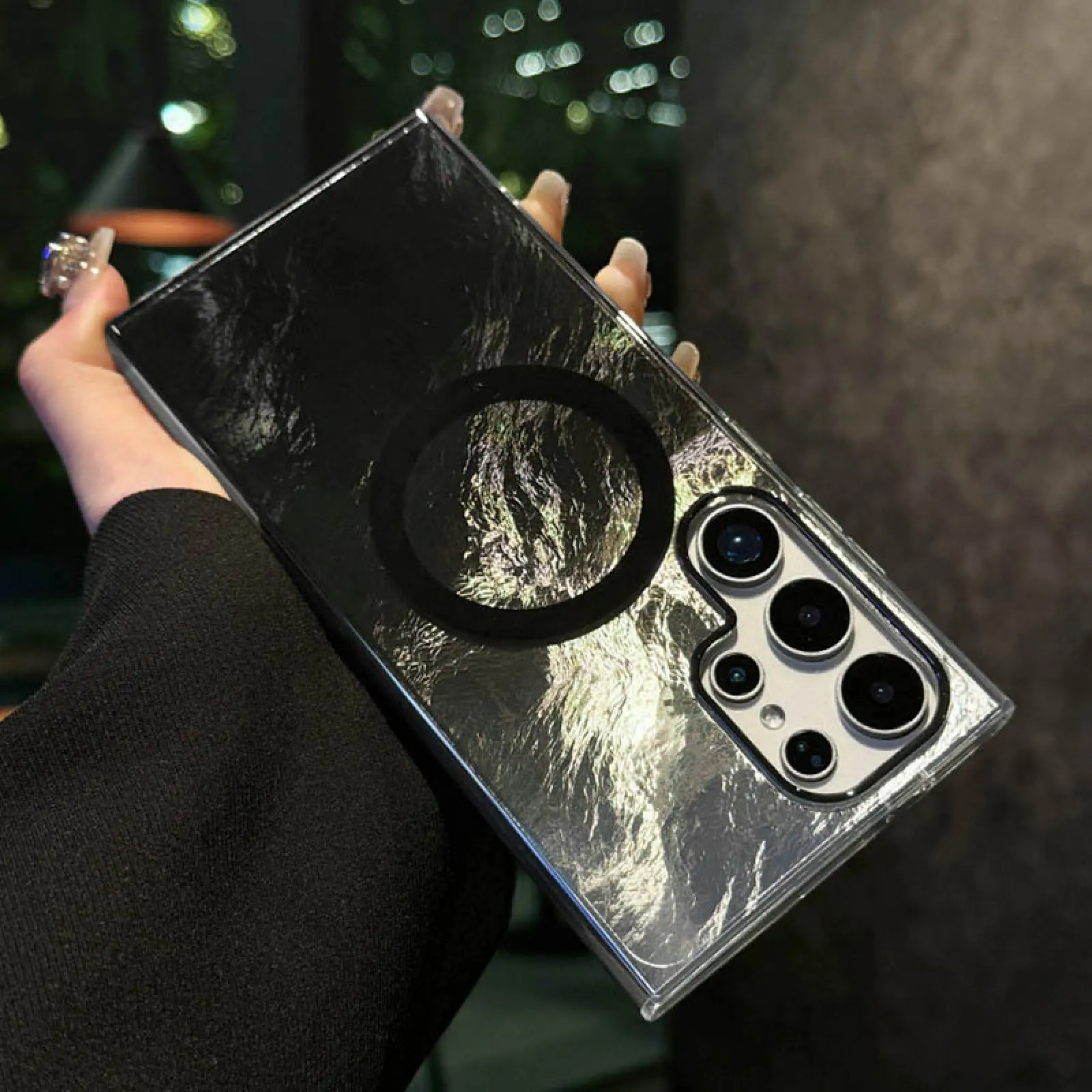 Чехол TPU Shiny Mountain (MagFit) для Samsung Galaxy S24 Ultra, Black 1, TPU, купить оптом с доставкой