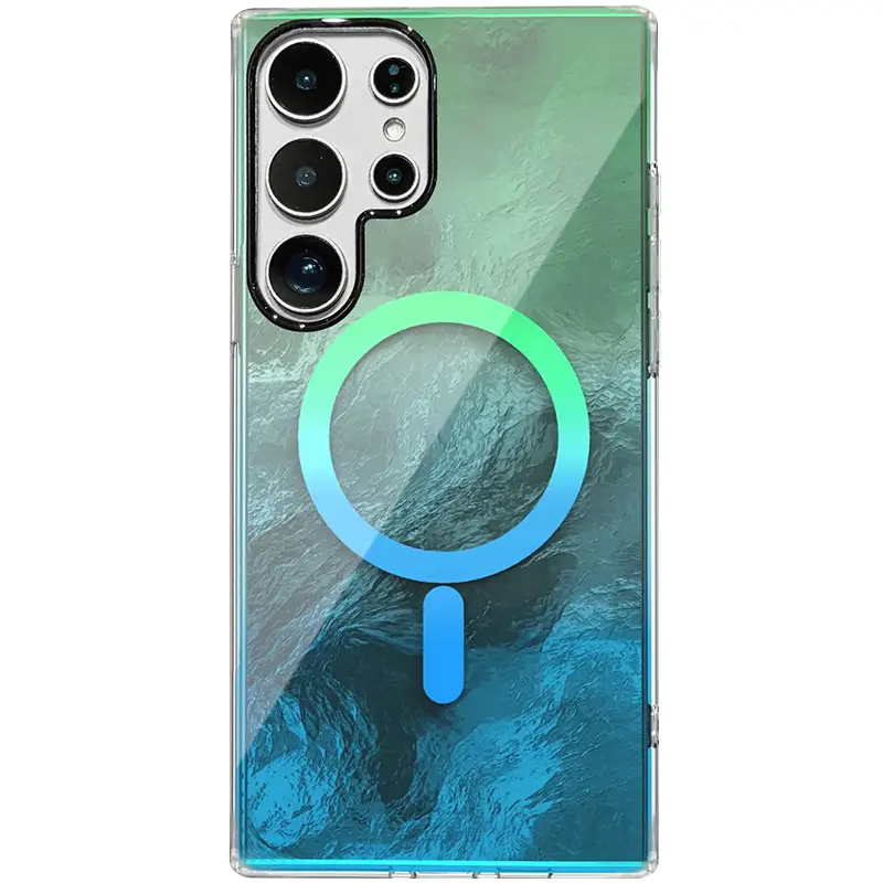 Чохол TPU Shiny Mountain Magnetic Fit для Samsung Galaxy S24 Ultra, Green / Blue, TPU, купити оптом з доставкою