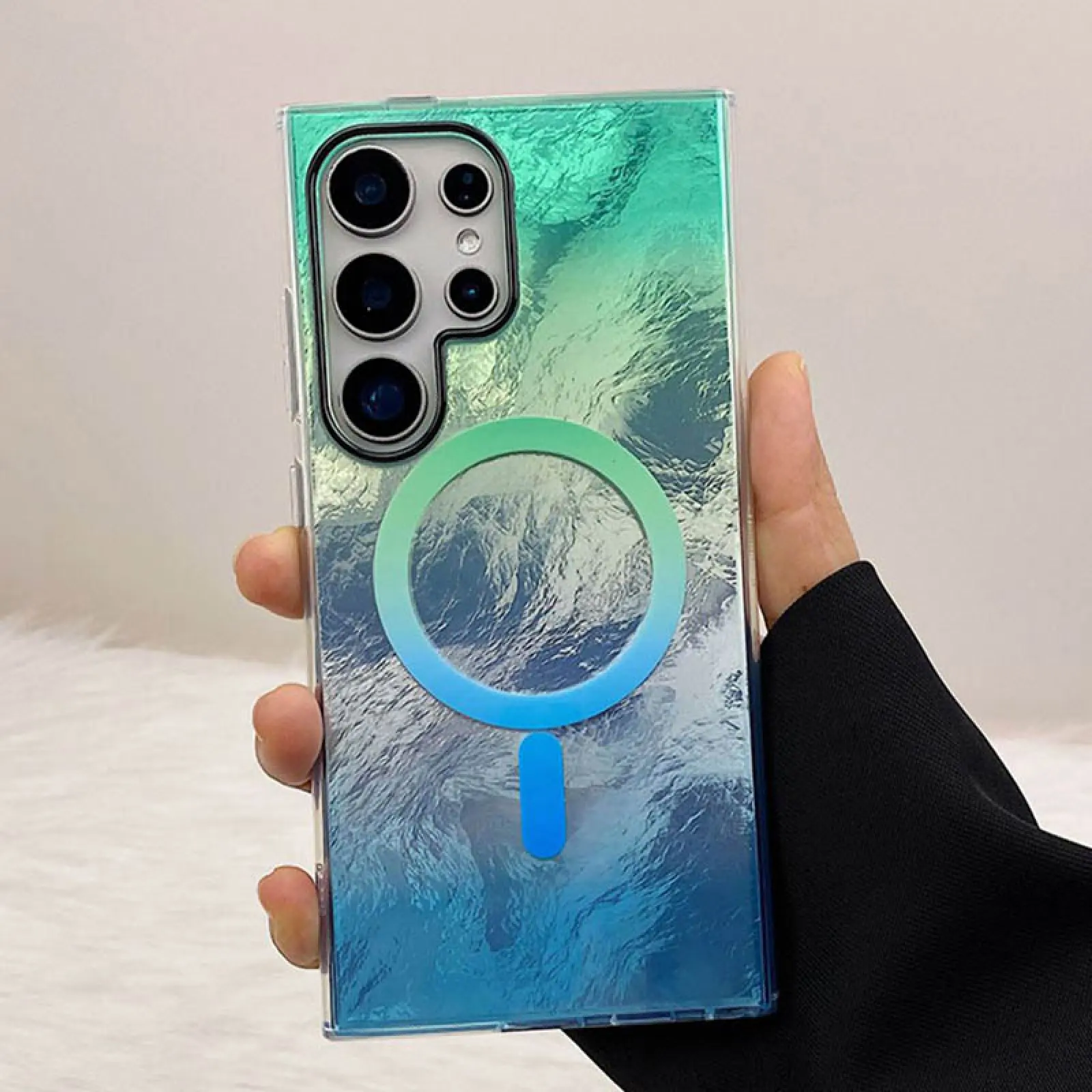Чохол TPU Shiny Mountain Magnetic Fit для Samsung Galaxy S24 Ultra, Green / Blue 1, TPU, купити оптом з доставкою
