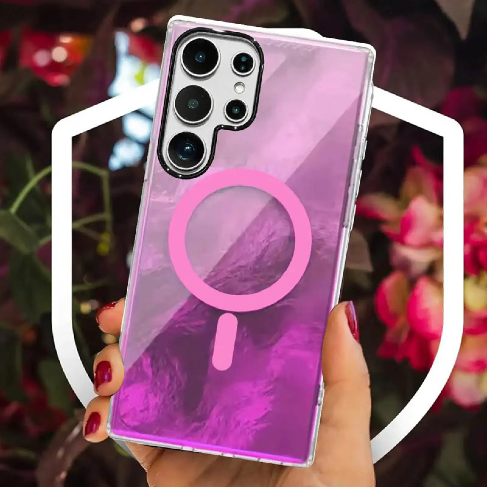 Чехол TPU Shiny Mountain (MagFit) для Samsung Galaxy S24 Ultra, Pink 3, TPU, купить оптом с доставкой