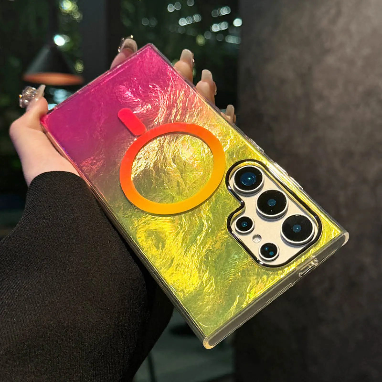 Чехол TPU Shiny Mountain (MagFit) для Samsung Galaxy S24 Ultra, Yellow / Pink 2, TPU, купить оптом с доставкой