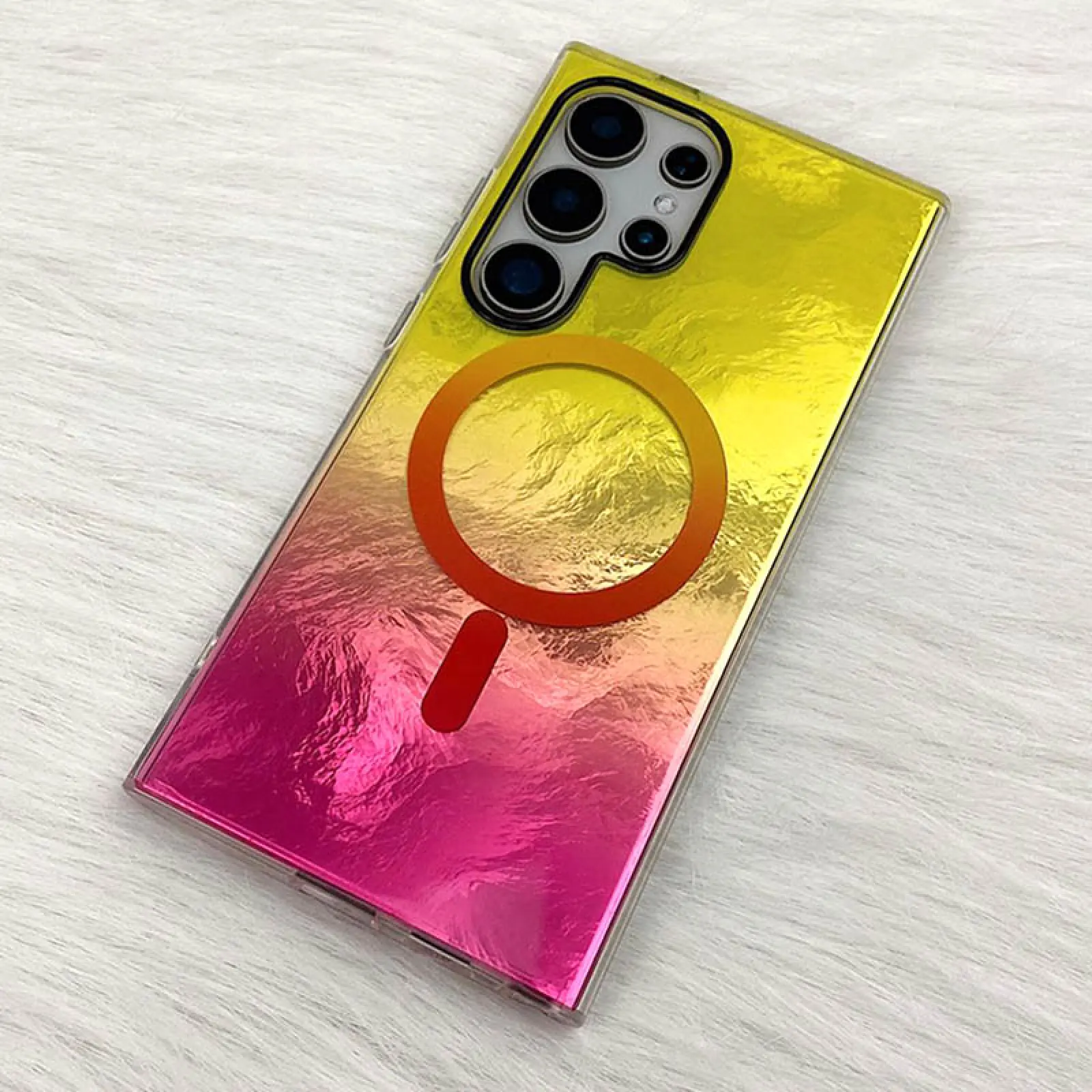 Чехол TPU Shiny Mountain (MagFit) для Samsung Galaxy S24 Ultra, Yellow / Pink 3, TPU, купить оптом с доставкой