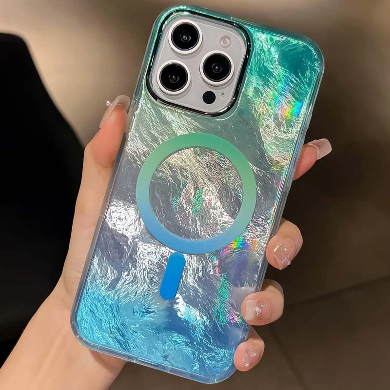 Чехол TPU Shiny Mountain Magnetic Fit для Apple iPhone 16 Pro Max (6.9"), Green / Blue 1, TPU, купить оптом с доставкой