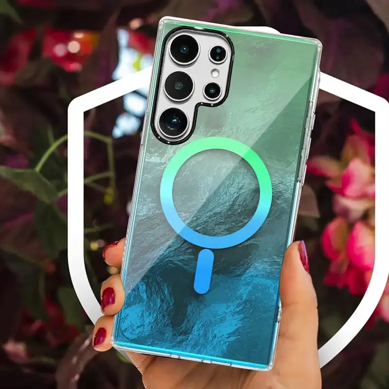 Чехол TPU Shiny Mountain Magnetic Fit для Samsung Galaxy S25 Ultra, Green / Blue 4, TPU, купить оптом с доставкой