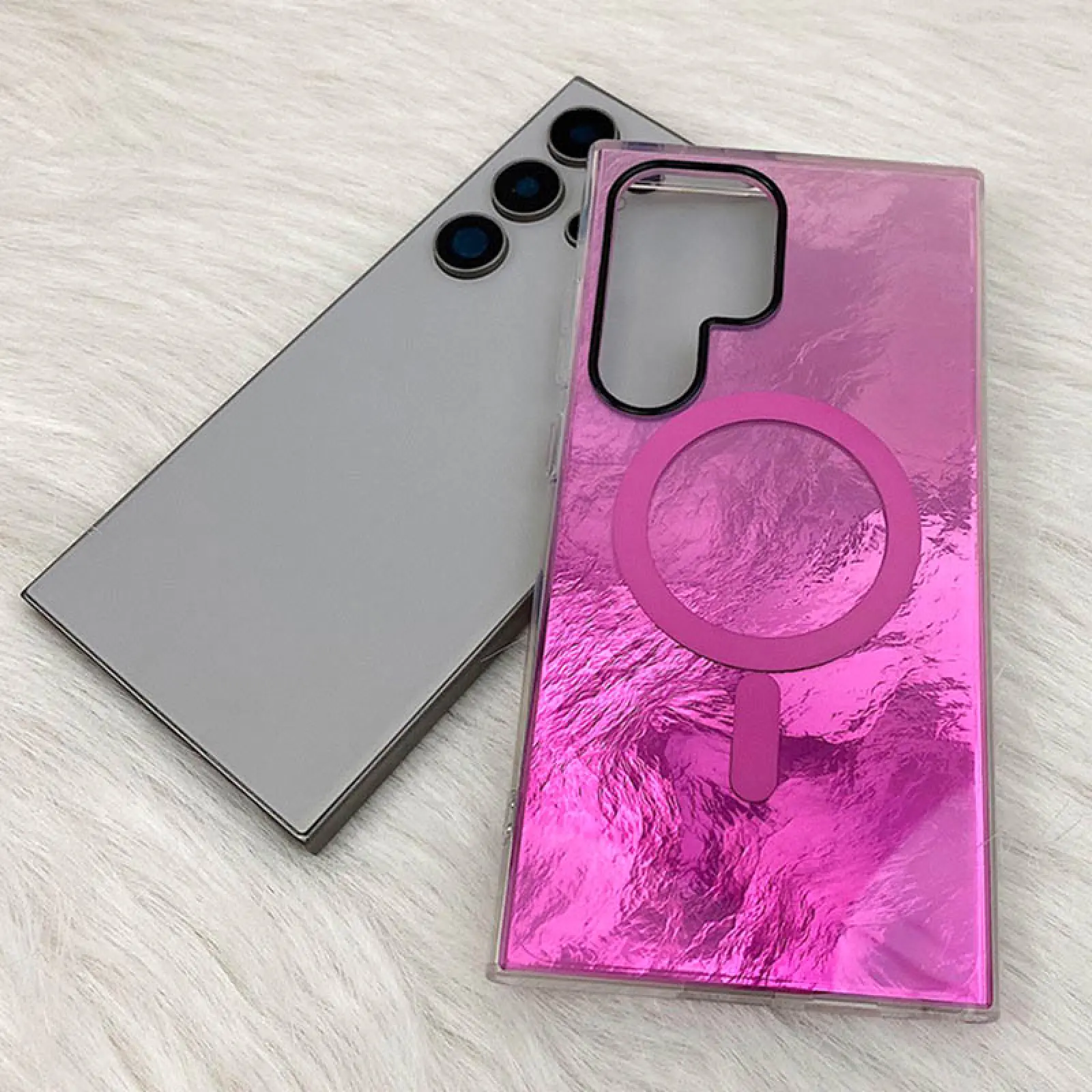 Чехол TPU Shiny Mountain (MagFit) для Samsung Galaxy S25 Ultra, Pink 1, TPU, купить оптом с доставкой