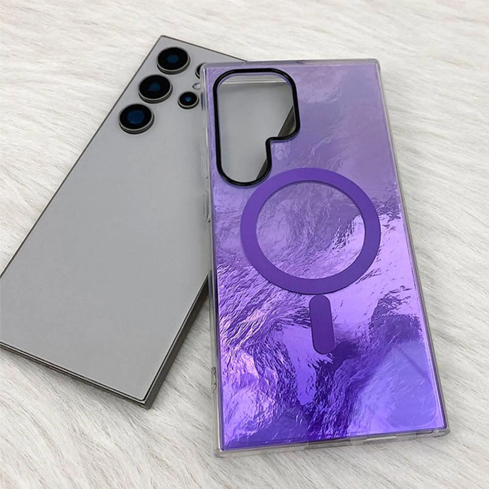 Чехол TPU Shiny Mountain (MagFit) для Samsung Galaxy S25 Ultra, Purple 2, TPU, купить оптом с доставкой