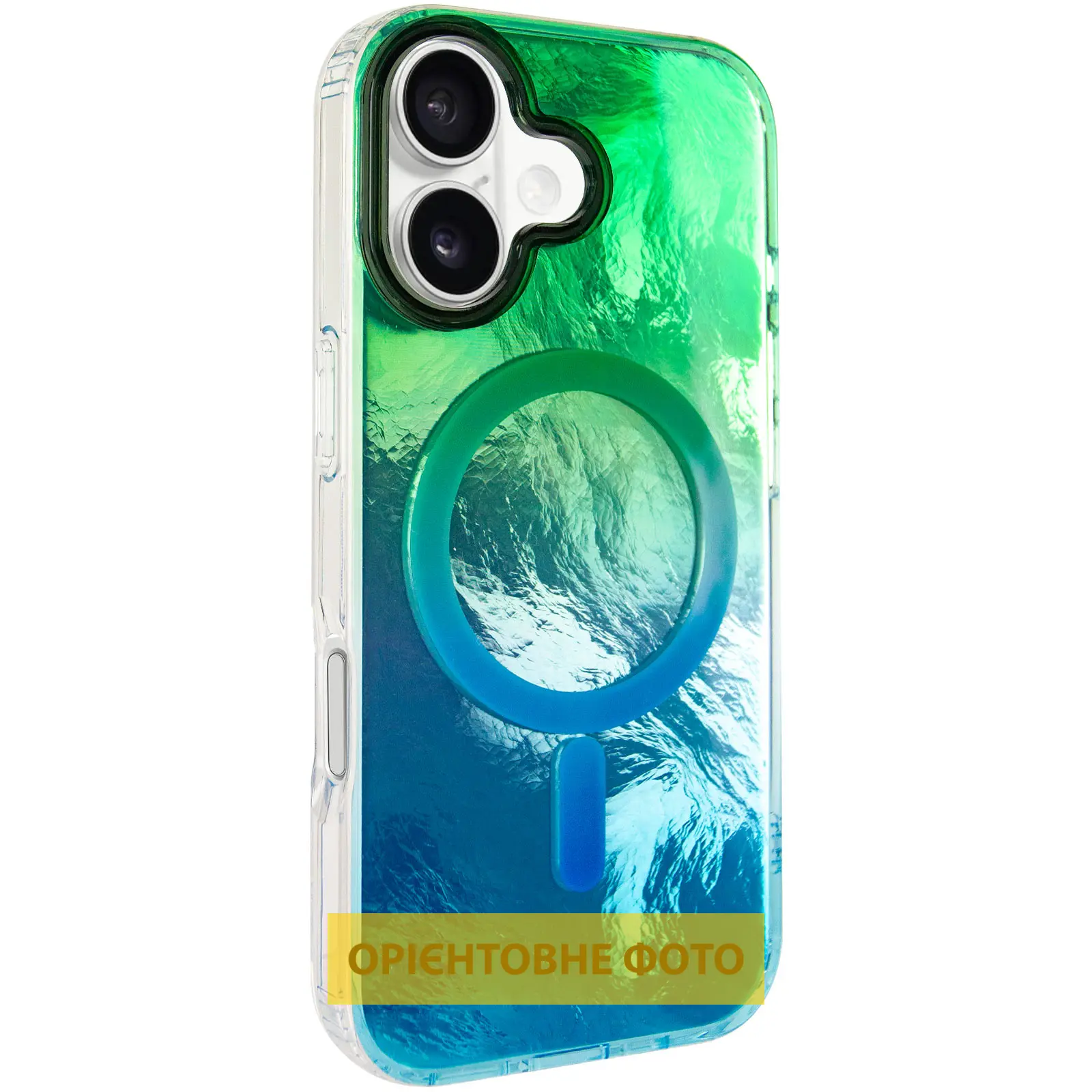 Чехол TPU Shiny Mountain (MagFit) для Apple iPhone 17 (6.3"), Green / Blue, TPU, купить оптом с доставкой