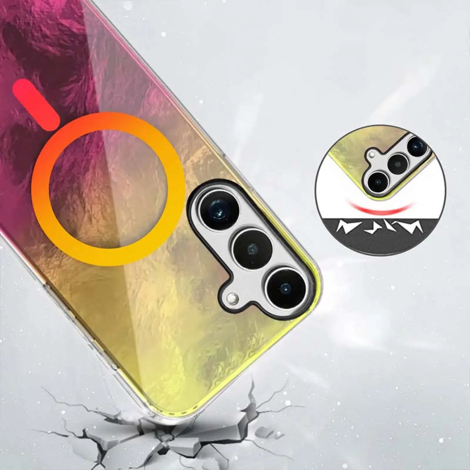 Чехол TPU Shiny Mountain (MagFit) для Samsung Galaxy S25 FE, Yellow / Pink 1, TPU, купить оптом с доставкой